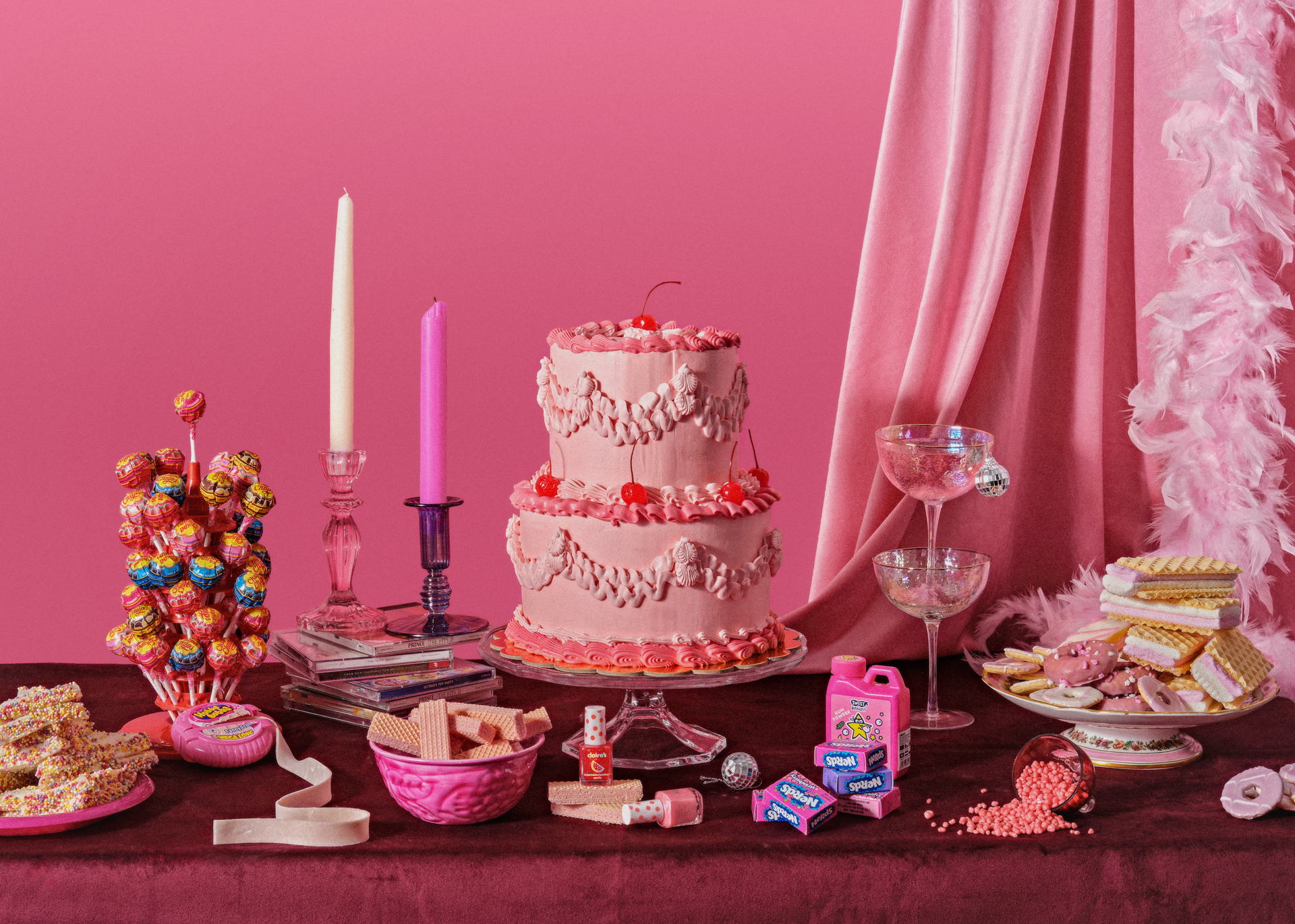 pink girls birthday party buffet